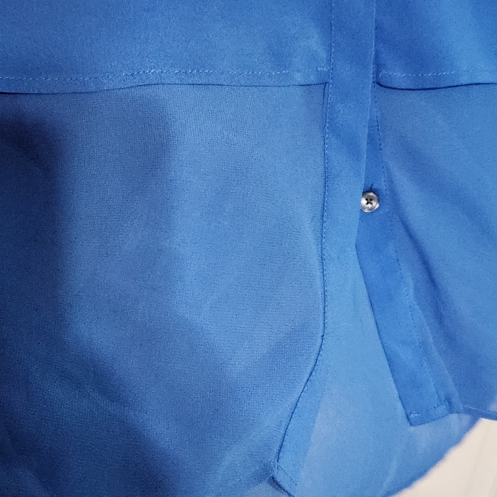 Vibrant Blue Button-Up Blouse - Picture 4 of 11